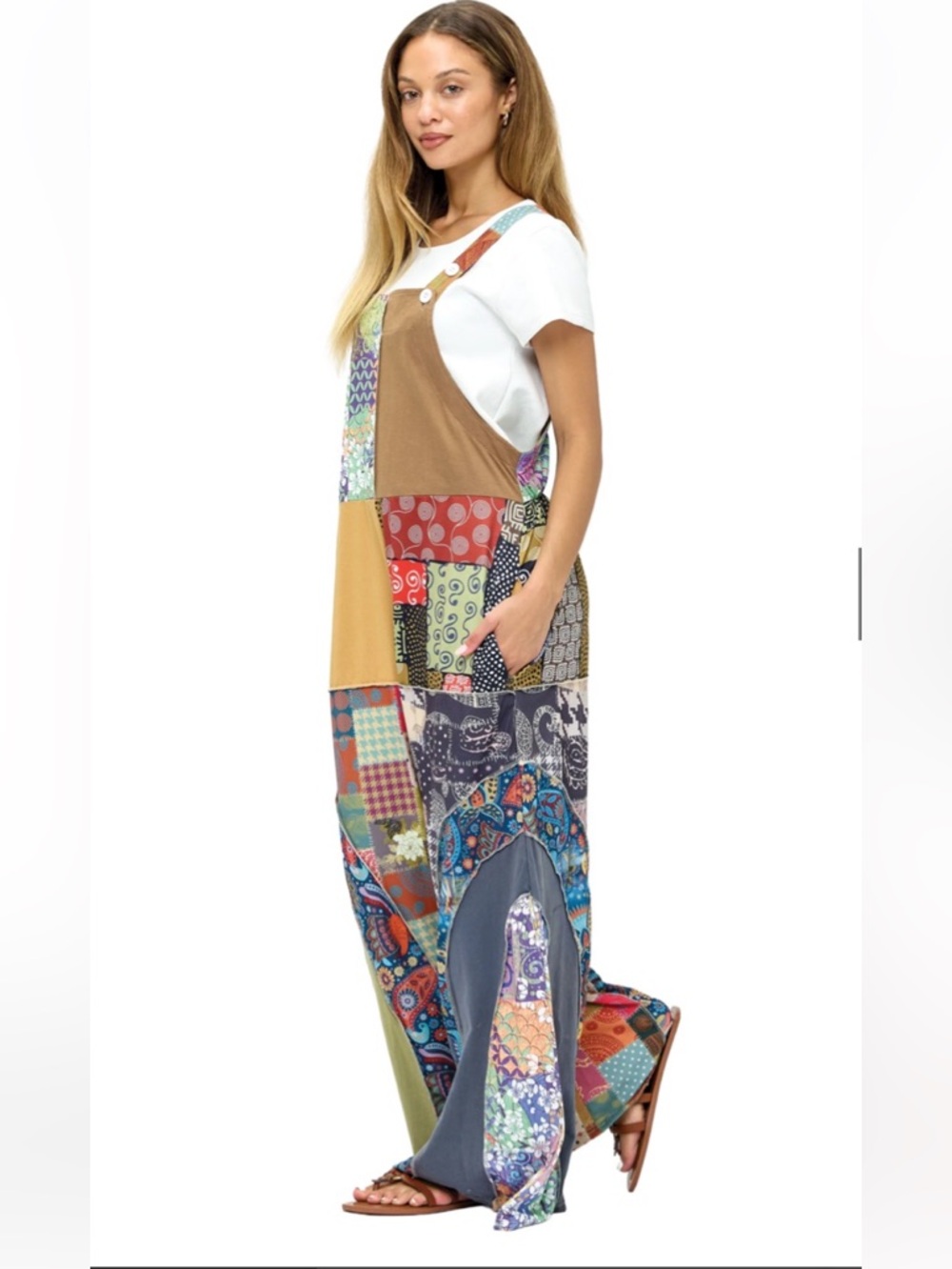 Colorful Boho Patchwork Overalls - Picture 2 of 6